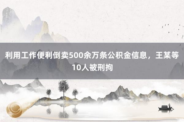 利用工作便利倒卖500余万条公积金信息，王某等10人被刑拘