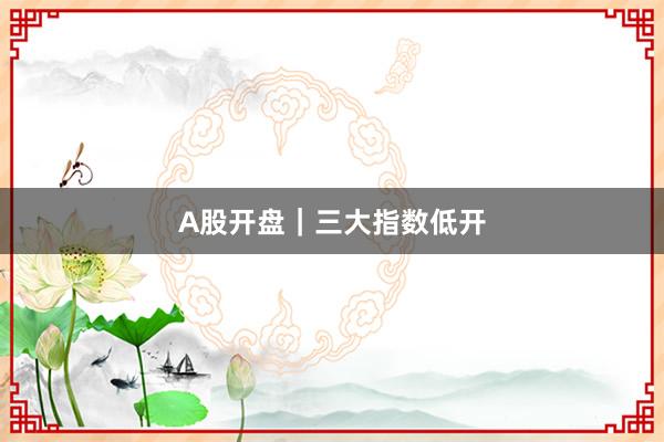 A股开盘｜三大指数低开